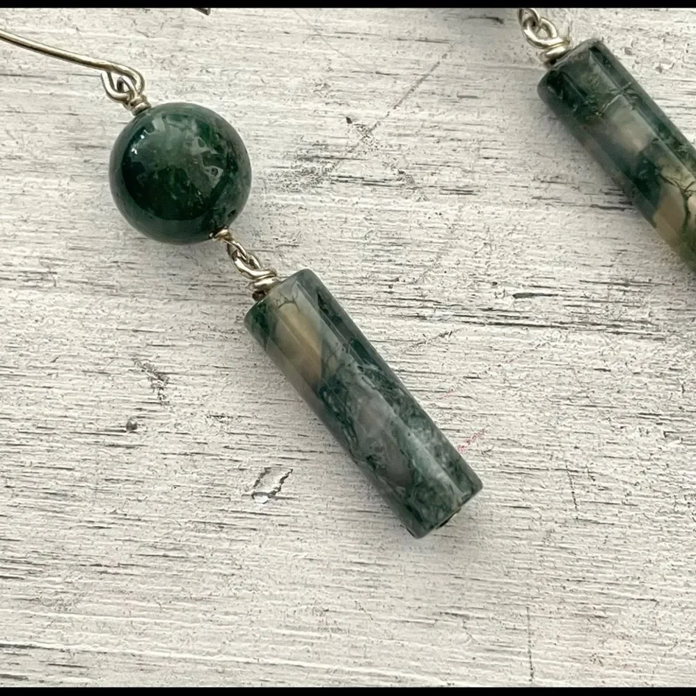 Green moss agate earrings